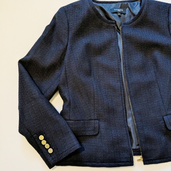 Talbot's Petites // Textured Zip Up Blazer Jacket - Picture 2 of 7